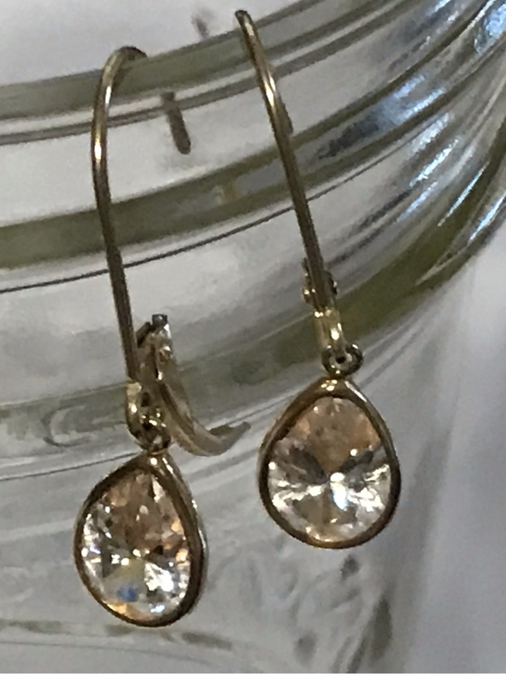 14K Yellow Gold Lever Back Diamonique Earrings